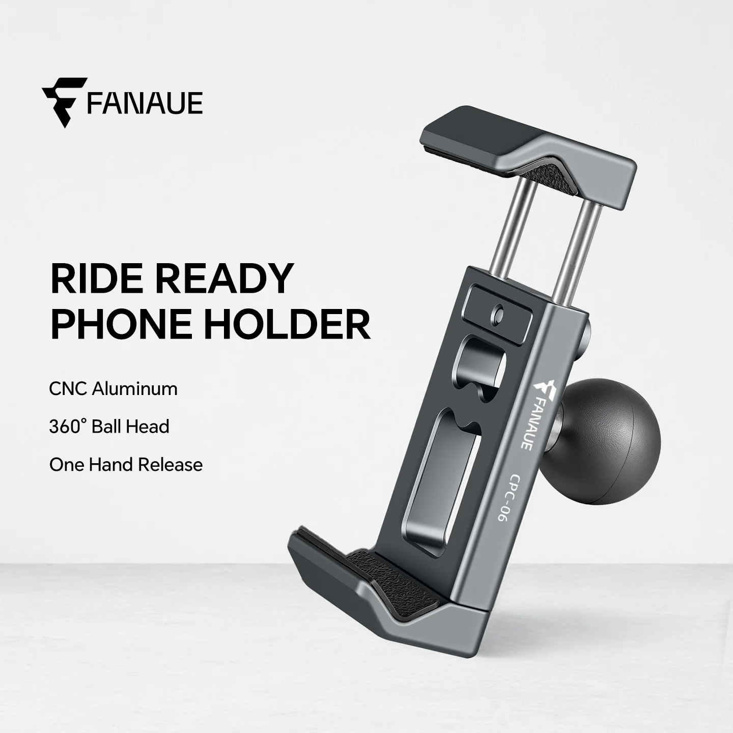 FANAUE Aluminum Alloy Motorcycle Bicycle Phone Clamp Holder Accessories 360° Rotation with 1 Inch Ball for RAM Mount