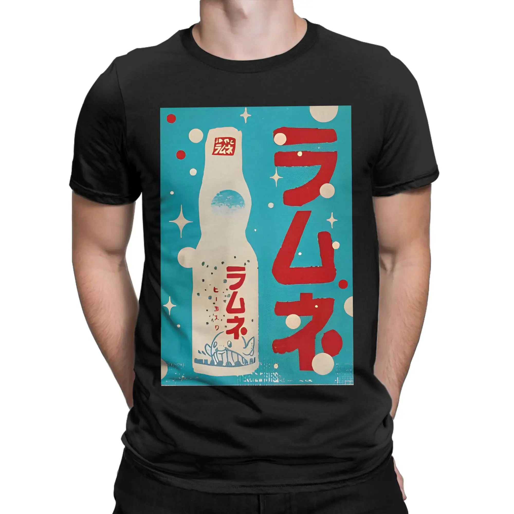 Ramune Japanese Soda Marble T Shirts for Men Pure Cotton Amazing T-Shirts O Neck Drink Art Tees Short Sleeve Clothes 4XL 5XL 6XL