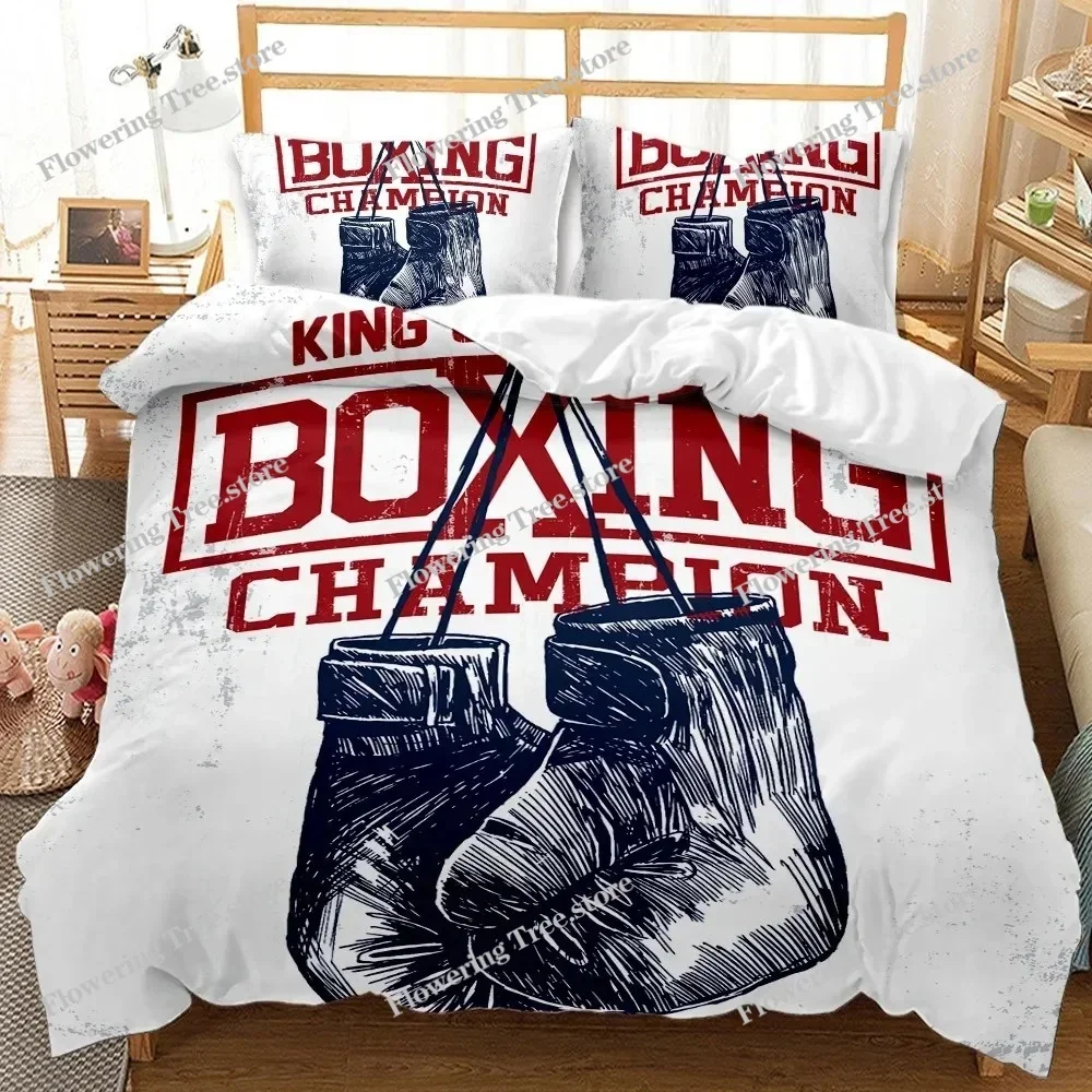 Boxing Gloves Comforter Cover QueenKing Size Teens Boys Men Sports Boxing Game Competitive Soft Polyes