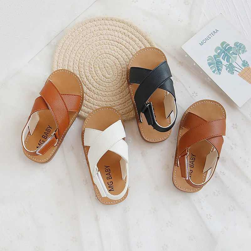 Toddlers Boys Girls Sandals 2025 Summer Children Beach Shoes Kids Fashion Sandals Cross-tied Anti-sliperry Soft Simple New Hot
