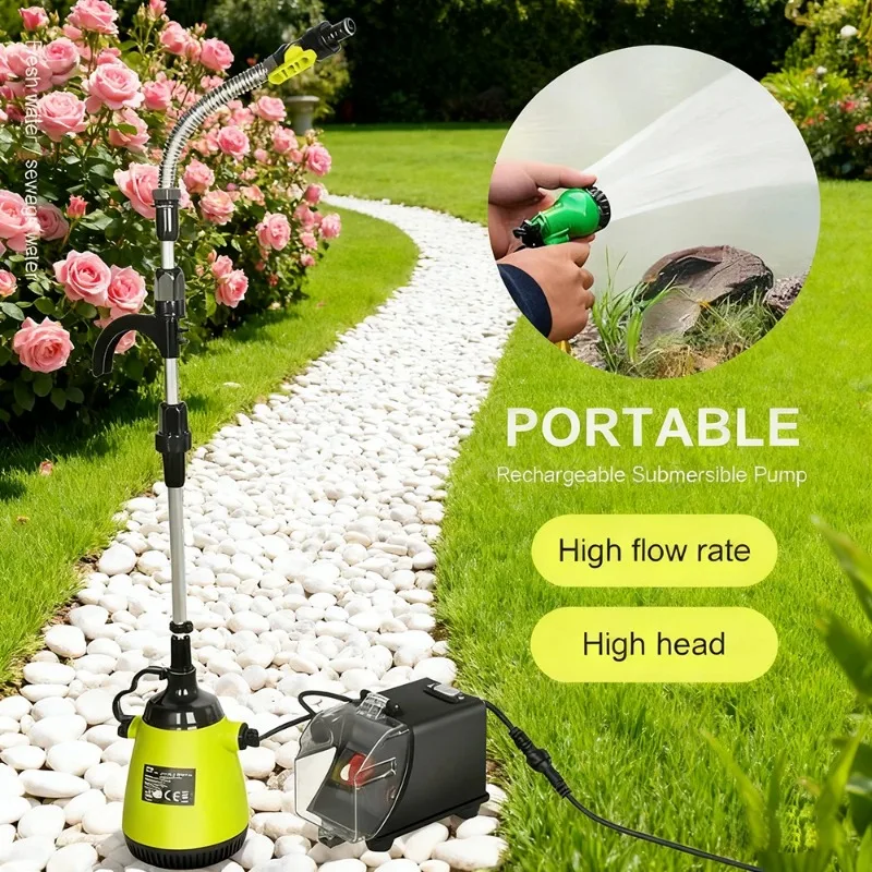Lithium Power Electric Submersible Pumps Outdoor Portable Vegetable Watering Pump Rechargeable Suction Water Pump Rainwater Pump