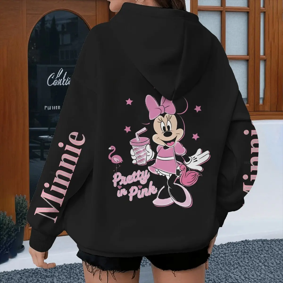 เสื้อฮู้ดลายมินนี่เมาส์ Y2K สำหรับฤดูใบไม้ผลิและฤดูใบไม้ร่วง ลายการ์ตูนมิกกี้เมาส์ เสื้อฮู้ดลำลองสำหรับผู้หญิง ดีไซน์อนิเมะ เสื้อฮู้ดสำหรับสาวๆ ของขวัญ