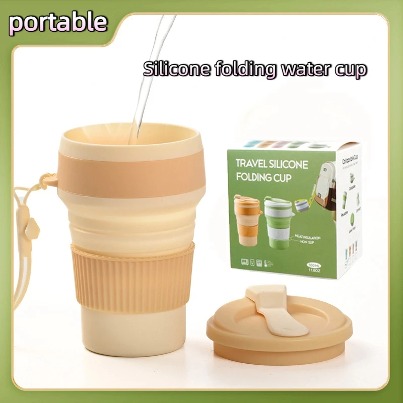 

Silicone folding water cup, outdoor camping folding coffee cup, travel office sports cup, convenient accompanying cup