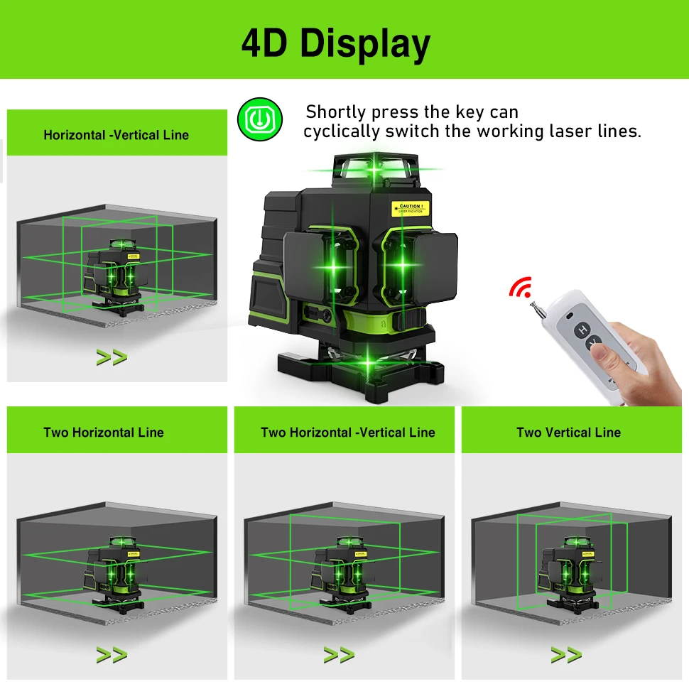 CLUBIONA 4D ME16R German Laser Core New ABS & Rubber Shell Line Laser Level 360 with Remote Control and 5200mah Li-ion Battery