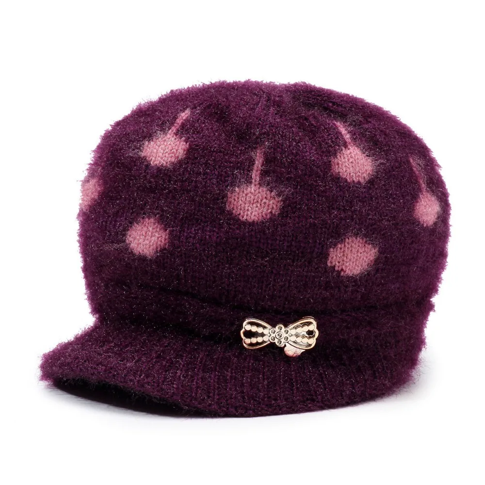 

Women Thickened Knitted Beanie Hat Breathable Winter Warm Knitted Hat with Brim Woolen Hat For Ladies