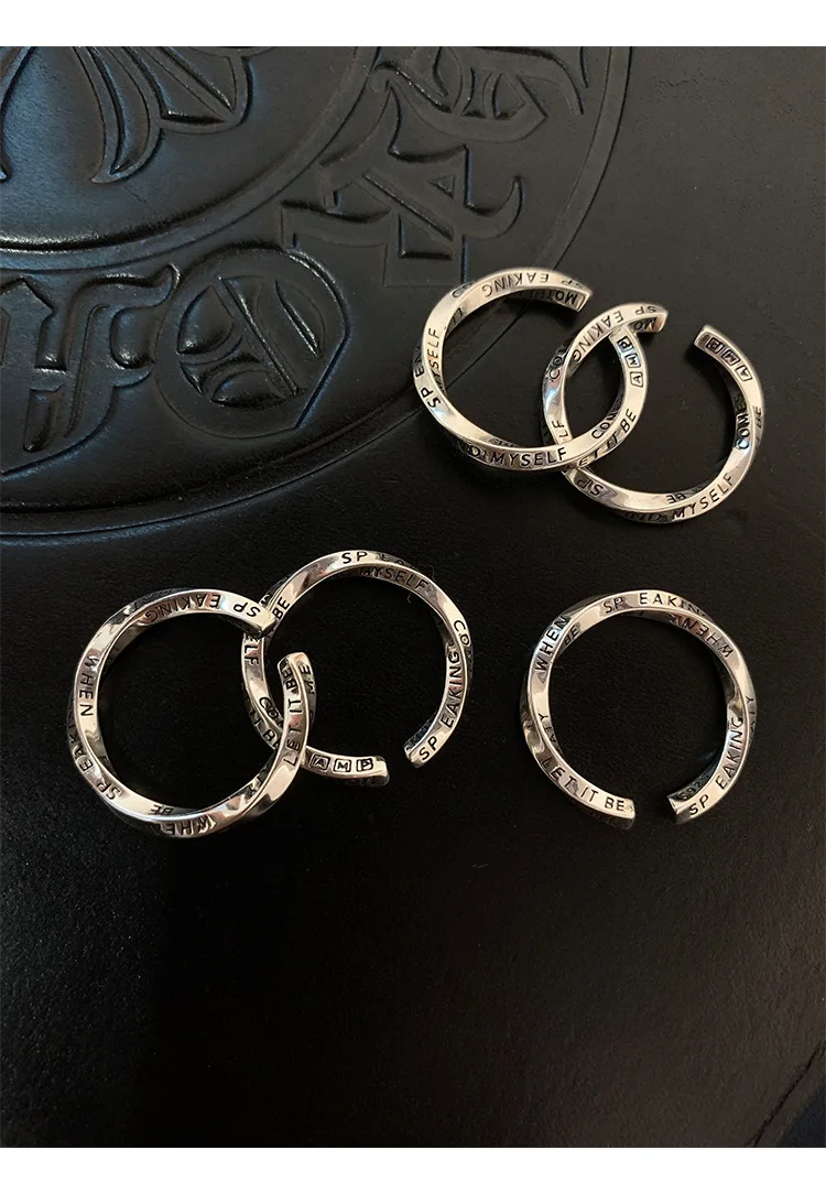 High Quality Trendy Mobius Strip Design Letter Engrave Thai Silver Ladies Party Rings Jewelry For Women Birthday Gifts No Fade