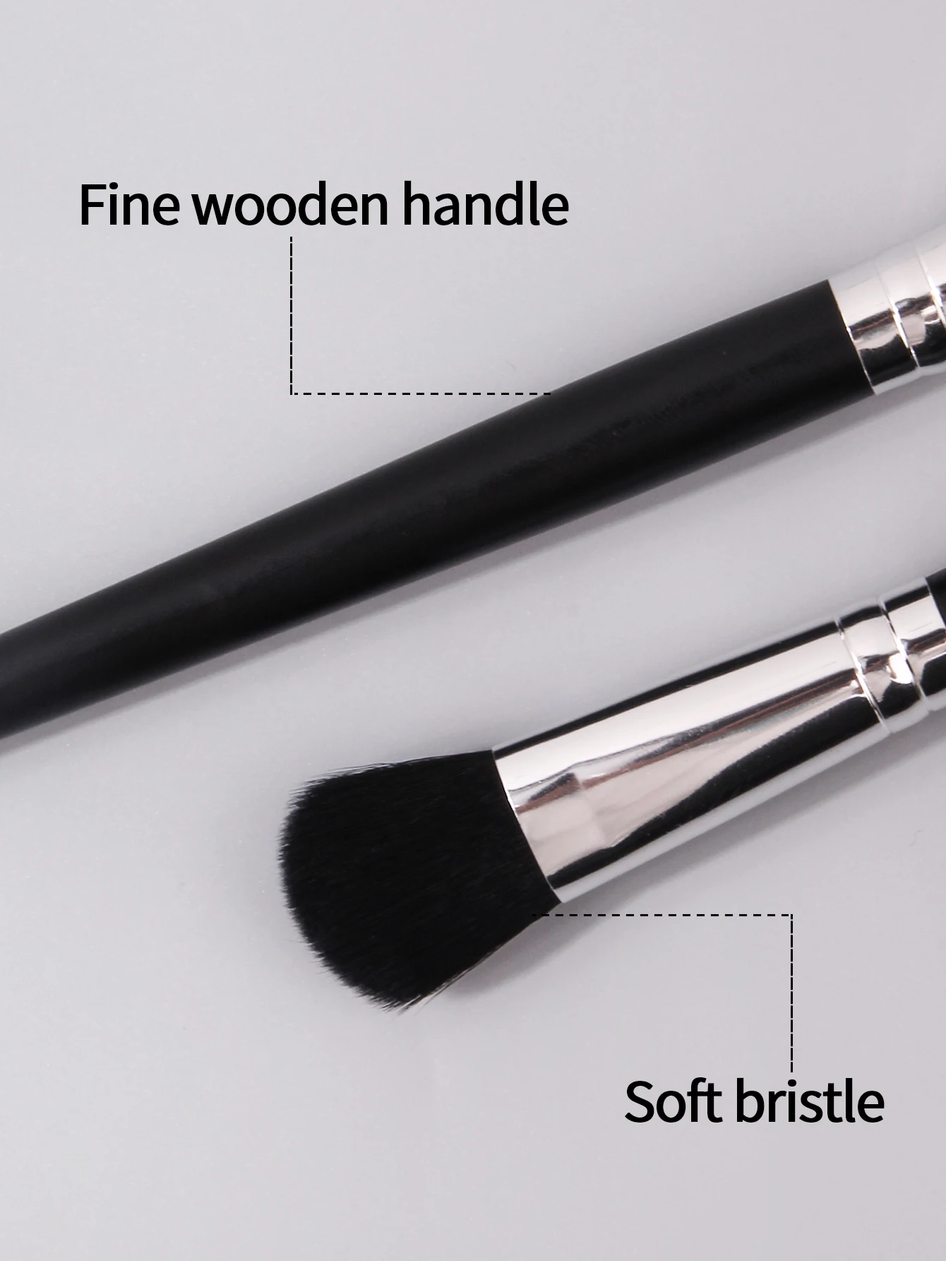 Pincel smuder com cabo de madeira macia, 2 peças, pincel para blush, pincel para destaque, ferramenta portátil multifuncional de pincel de maquiagem facial