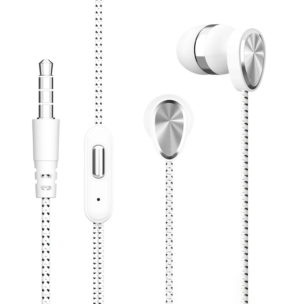 Wired Earphones 3.5mm In-ear Stereo Sports Earbuds Electroplating Game Heavy Bass Headphone For Mobile Phone Laptop