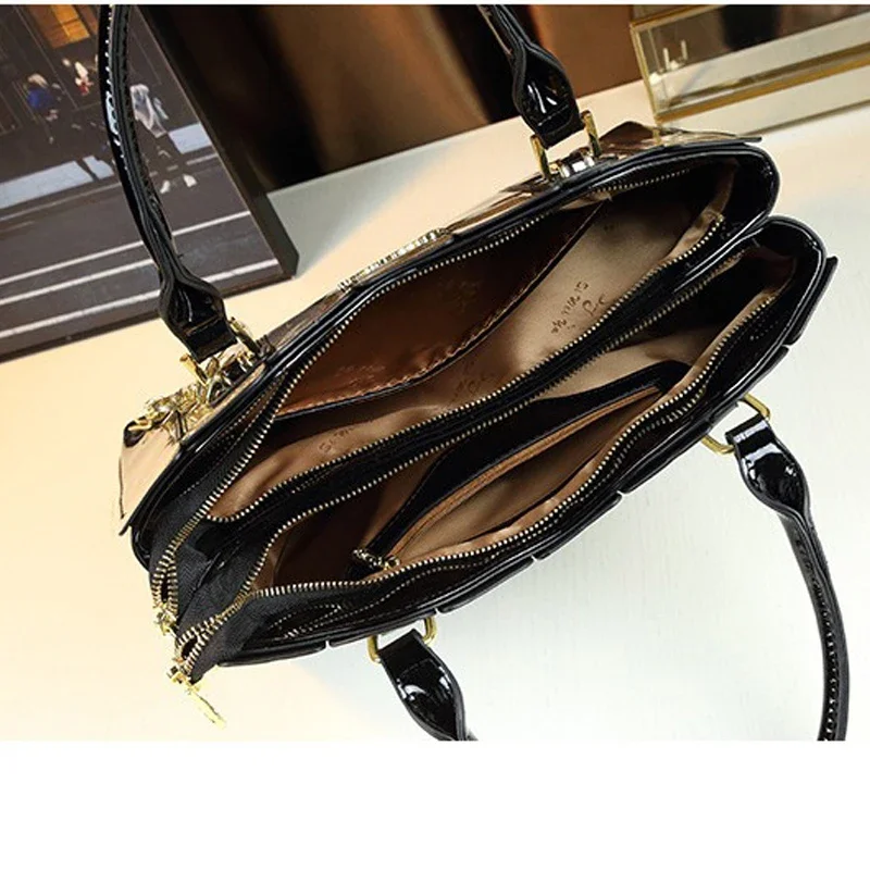 Women Faux Leather Handbags Shiny Patent Crossbody Bag Top Handle Purse Satchel Bag Shoulder Bag Designer Handbags