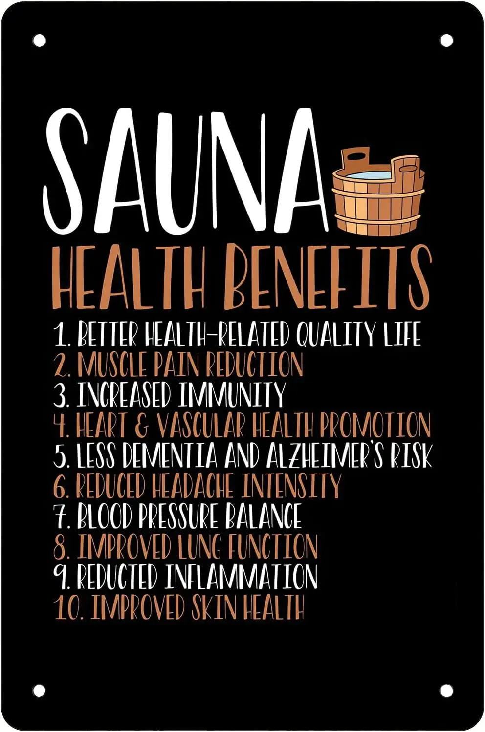 10 Sauna benefits Retro Funny Metal Sheet Signs, Wall Decoration,size:
