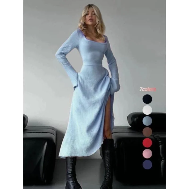 

Simple Ele Women's Dr with Lace Sves And Belt Cross-Border New Sle Autumn Seven-Sve Casual Sports Suit