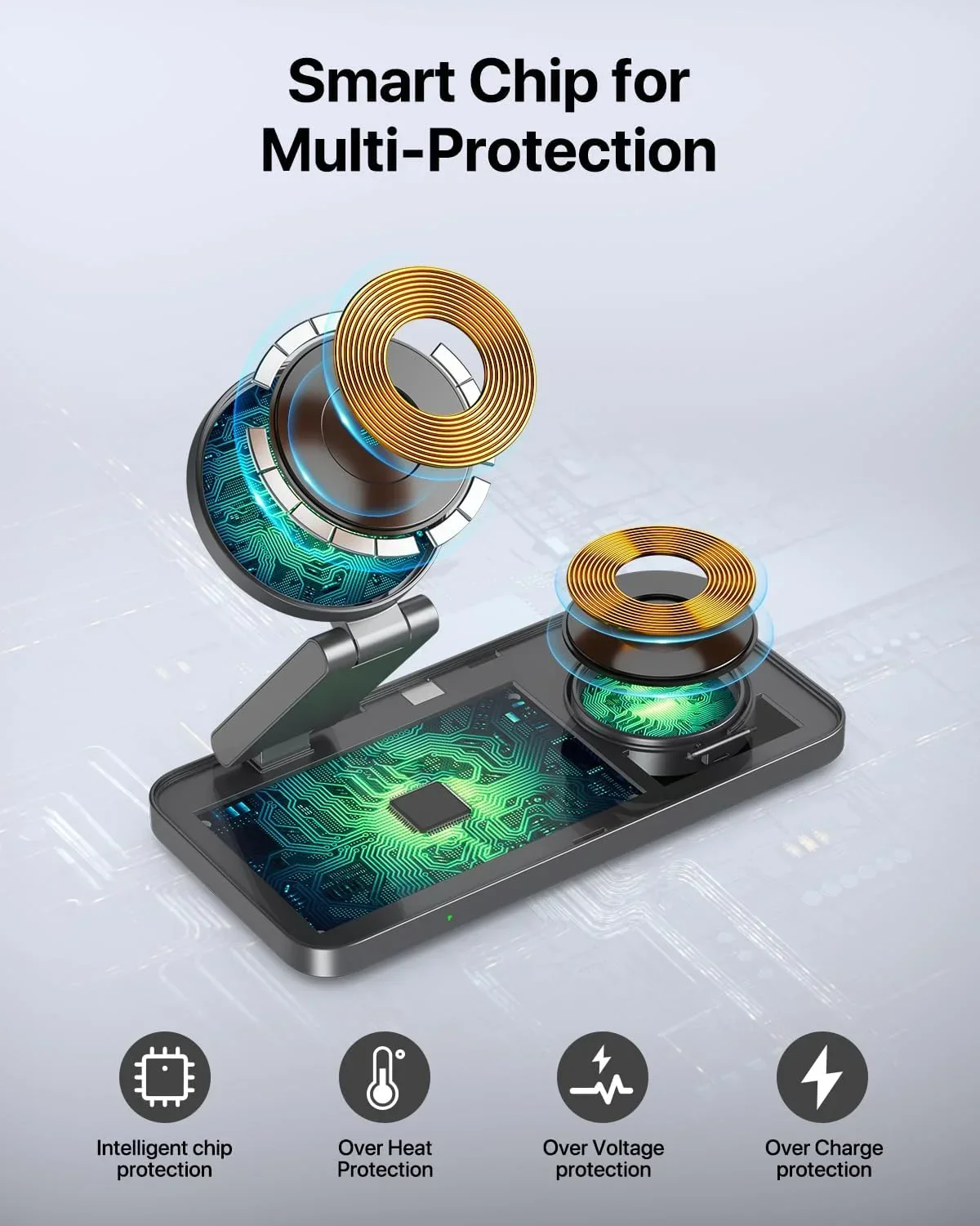 Faltbares 3-in-1 Magnetisches Kabelloses Ladegerät für iPhone 17 16 15 14 PRO MAX Apple Watch Airpods Pro Ständer Schnelle Ladestation – Detail 5