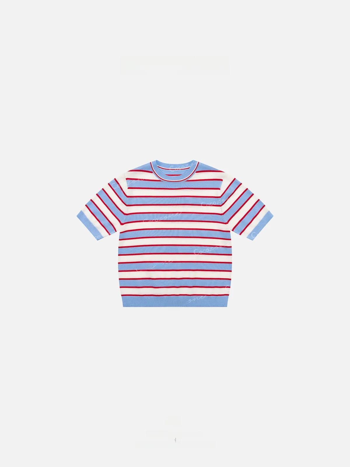 

Lightweight Summer New Red And Blue CP Knitted ort Sve T-irt 00 Wool Stripe Casual Sle Women's Faion Top