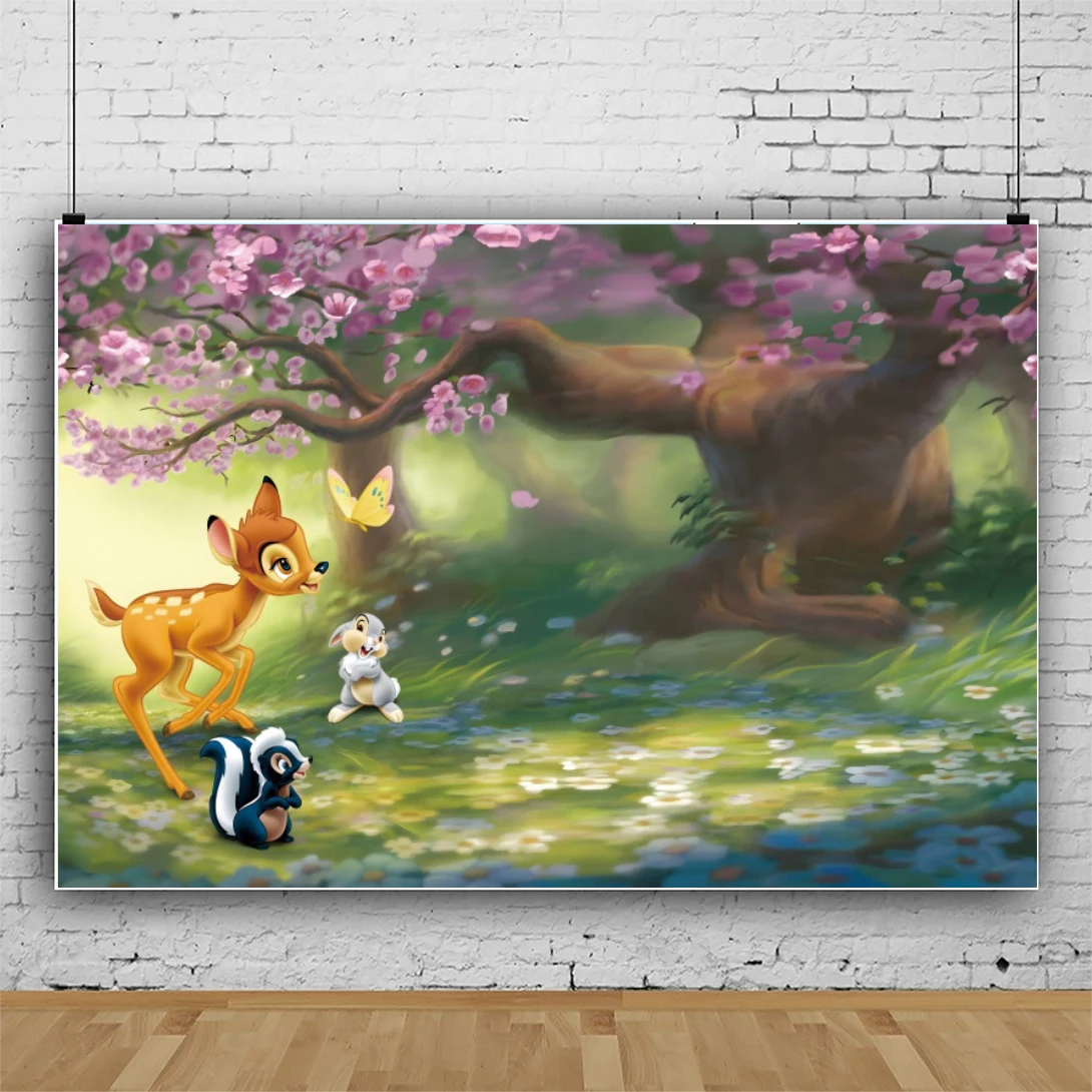 Bambi Photo Backdrop Background For Photography Baby Shower Kid's Birthday Party Decor Props Supplies Banner Poster Photoshoot