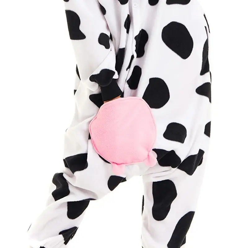 CANASOUR-Pyjama Onesie Vache pour Adultes et Hommes, Pyjama à Capuche Confortable Amusant, Costume Cosplay Animal Ferme, Vêtements de Nuit Halloween et Noël