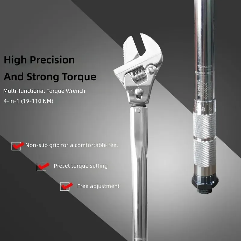 Adjustable Torque Wrench 19-110 Nm 43mm Multifunction Open End Spanner Maintenance Tool for Car Repair Mechanical Work Wrench