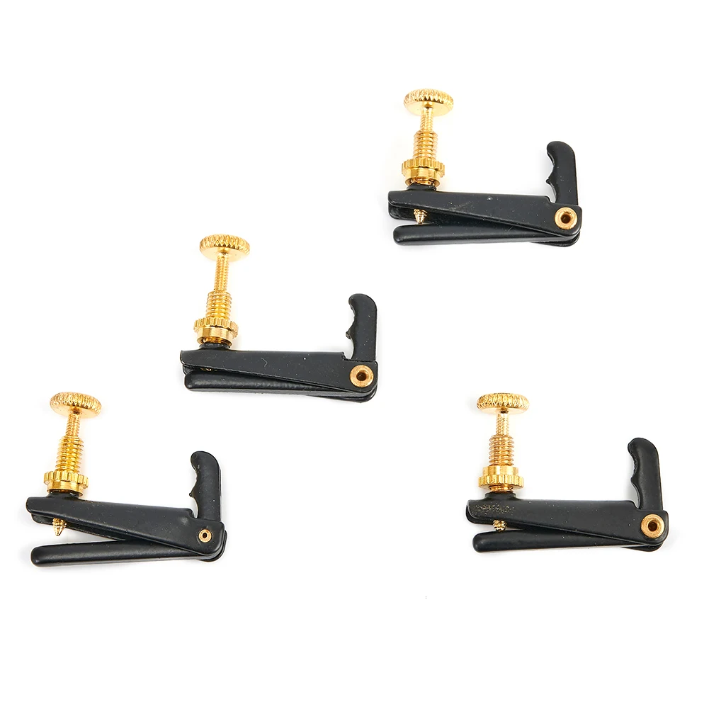 Fine Tuner Violin Fine Tuner Black Fine Tuning 4Pcs / Set For 4/4 3/4 Violins Metal Violin Violin Fine Tuner 4 Pcs