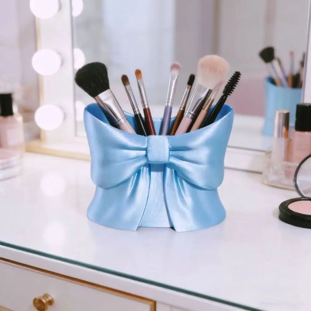 3D Printed Makeup Brush Storage Space-Saving Sweet Bow Shape Pen Holder Cute Large-Capacity Pen Organizer Women Girls