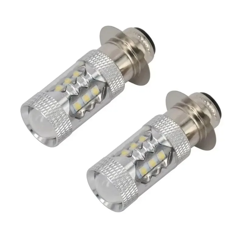 Super White LED Bulbs P15D H6M 2pcs For YFM350 400 450 660 700 Raptor Blaster 200 350 YFZ 450 TRX 400EX LTZ400 80W