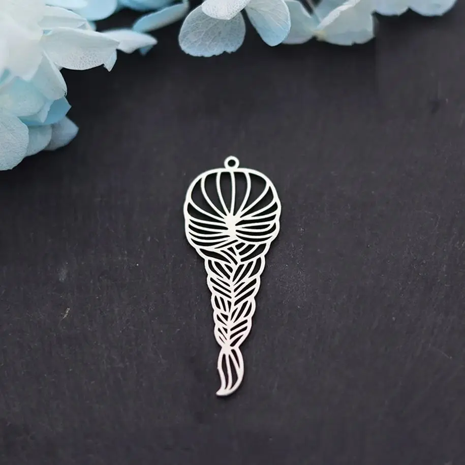 

3pcs/lot Maiden Long Hair Braid Charms for Jewelry Making Bracelets Earrings diy Craft Stainless Steel Pendant Handmade Art Line