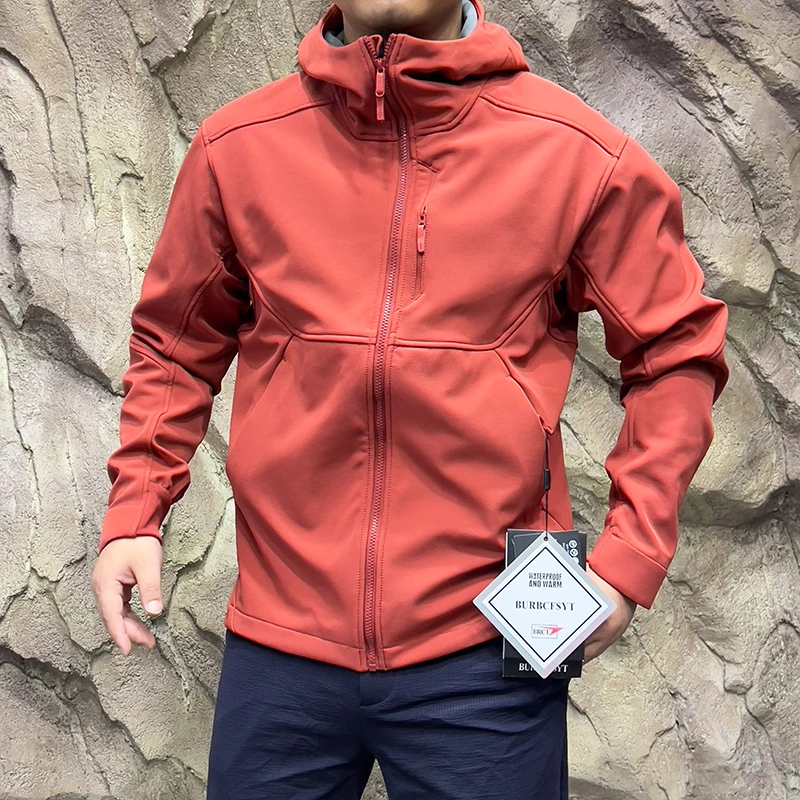 New Autumn Winter Men's Fleece Lined Waterproof Windproof Soft  Jacket Outdoor Gear Durable Standard Fit Youth Fashion