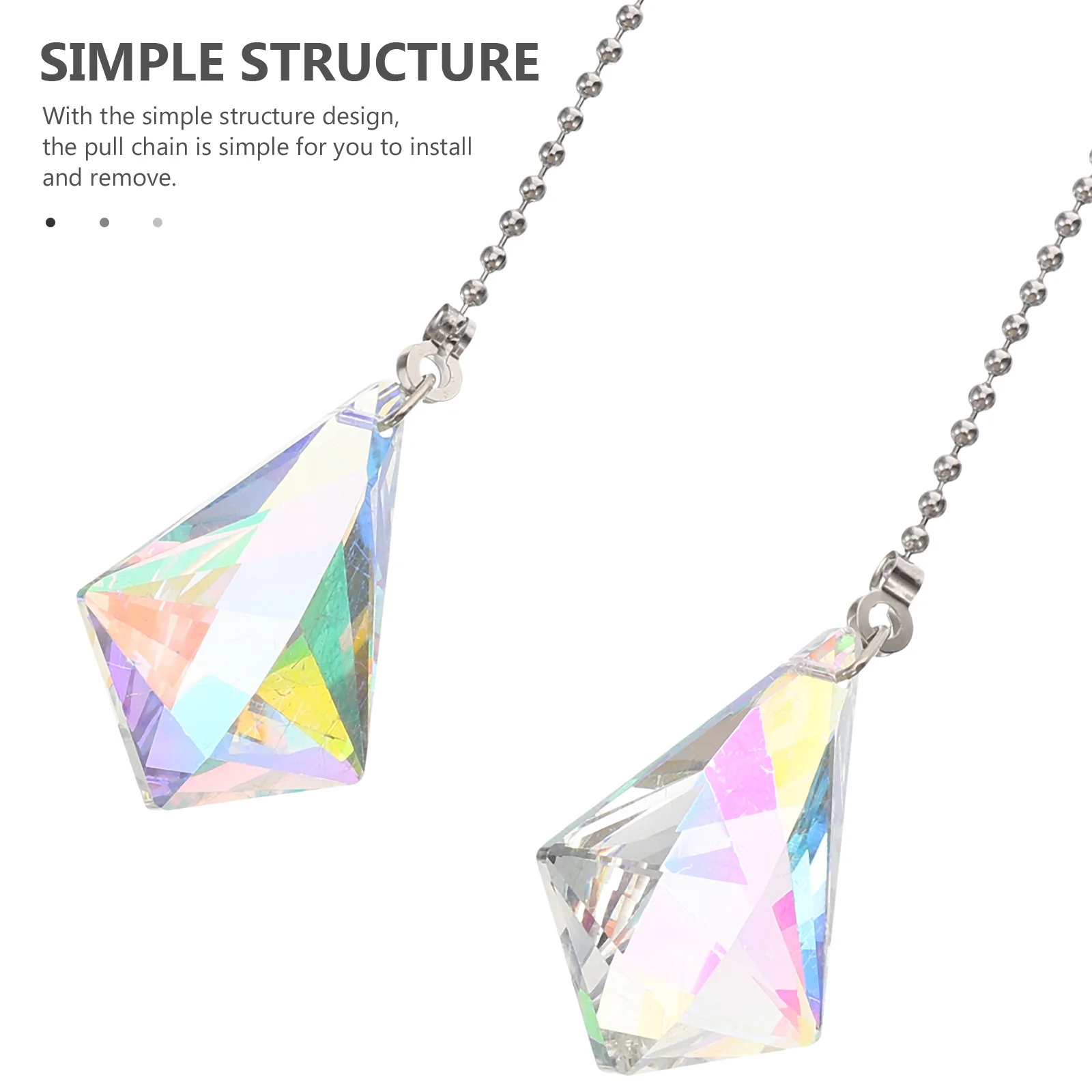 2 قطعة سلسلة سحب مروحة الزخرفية سلسلة إضاءة كريستالية بيضاء موسع لاستخدام مروحة السقف وتركيبات إضاءة السقف #1