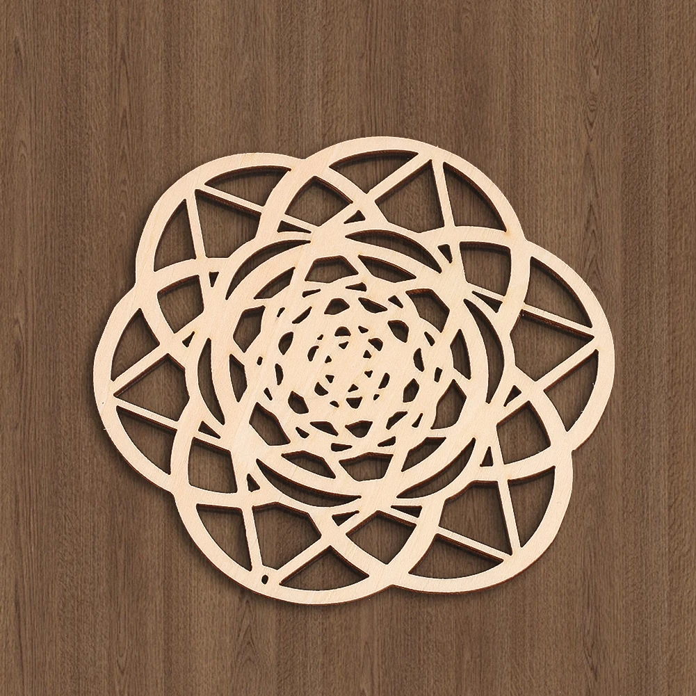 Openwork Mandala Flower Wooden Wall Plaque Candelabra Base Handmade Coasters Crafts Sacred Geometric Wall Art Home Decorations