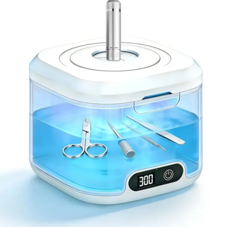 

2-in-1 Nail Tools Cleaner Machine with 4 Timers Mode 49kHz High-Frequency Vibration Ultrasonic for Nail Drill Bits Brushes Nail