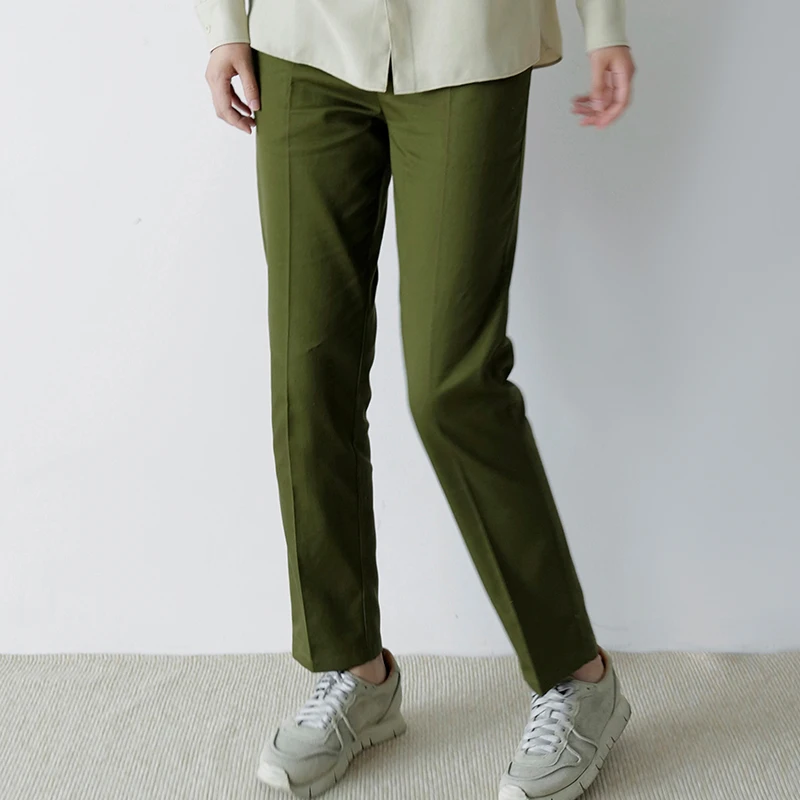 

Casual Pure Cotton Khaki Casual West Pants Straight Leg Cuffed mid Waist Cotton Blend Autumn Season Faion Retro Sle