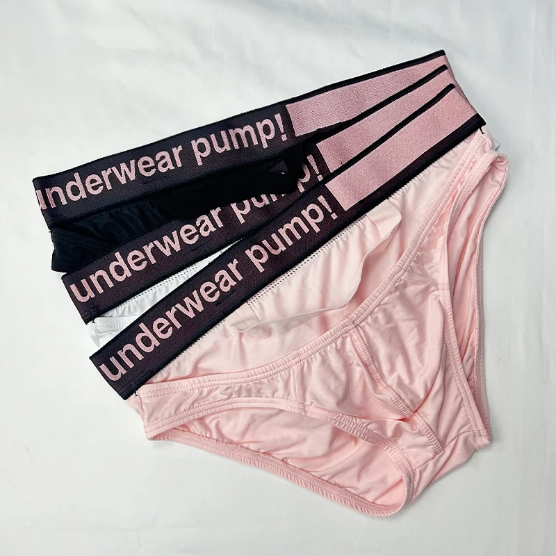 1pc Men's Modal Barely-There Briefs 3D U Convex Pouch Contrast Letter Print Waistband Breathable Trendy Underwear Briefs