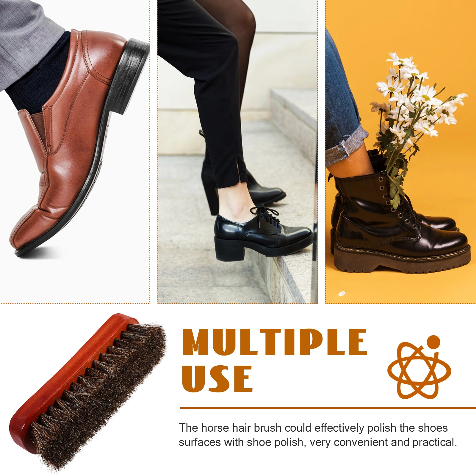 

Wooden Horsehair Shoe for Polishing Cleaning Boots Scrubber Dirt Removal Bristle Brush Kit Horse Hair Cleaning for Shoes