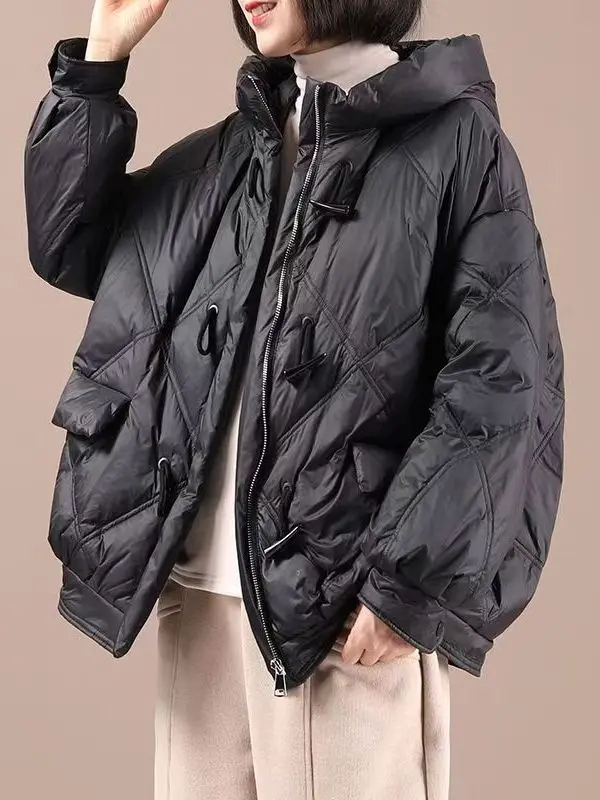 

Warm ort Puffer Cotton Jaet Bread Sle Autumn Winter Coat for Women Brand Name Commute Loose Fit Zipper Closure Color