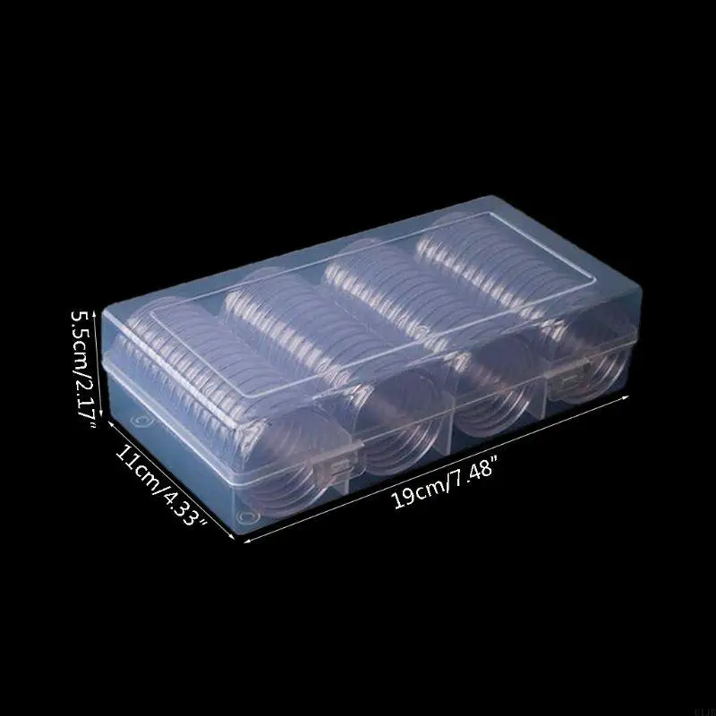 U1JB 60 Pcs Clear Round 41mm Direct Fit Coin Capsules Holder Display Collection for C