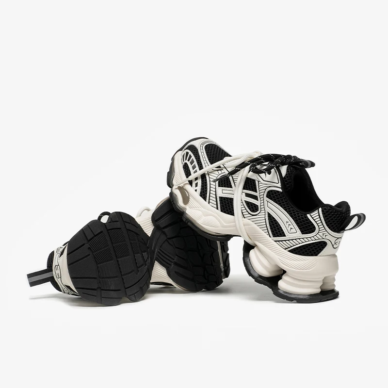 BEAUTODAY Chunky Sneakers Women Synthetic Leather Mesh Mixed Color Round Toe Lace-Up Sports Trainer Ladies Shoes Handmade 29A51 image 5
