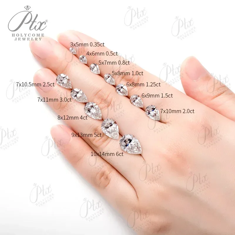 

New Promotion Hot Sale 6D Super White All Sizes Brilliant Pear Cut Moissanite VVS1 GRA Certificated Diamond Bead Jewelry Making