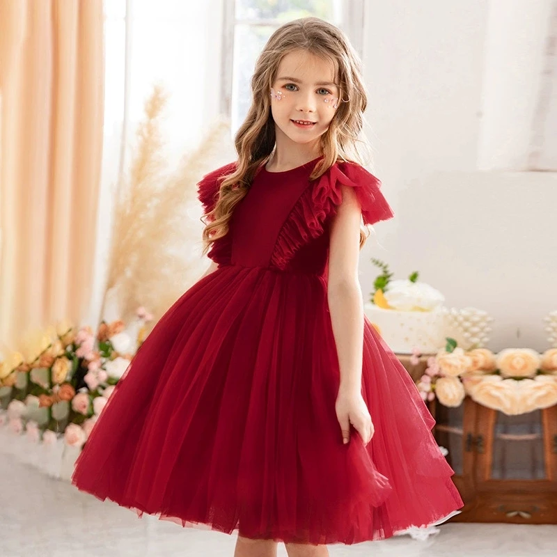 2026 New Summer Girls Dress Elegant Fashion Little Princess Dress Long  Tulle Kids Lace Wedding Ceremony Dresses For 2-10 Years - AliExpress 1501