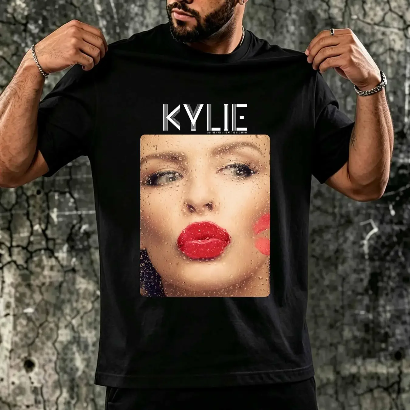 washed T Shirt Kylie Minogue Kiss Me Cotton For Fan Black S 2345XL TMB1318 vintage Washed Breathable Stylish Casual homme Soft