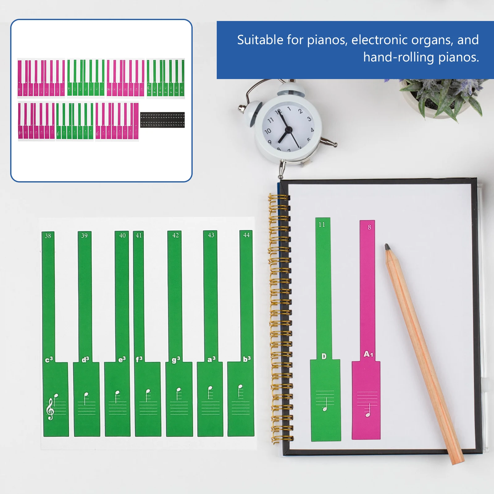 

Piano Keyboard Sticker Note Stickers Decal for Beginner Keyboards Removable Scale Letter Useful