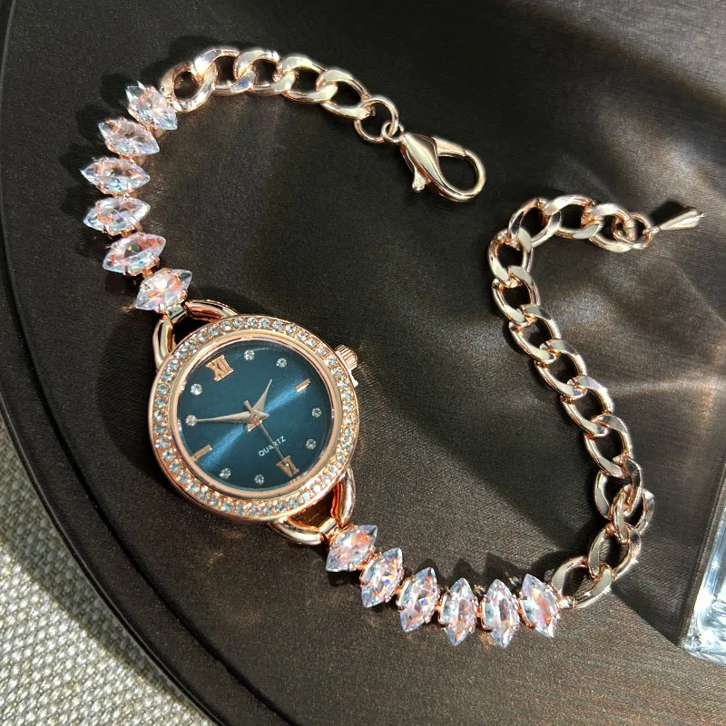UTHAI CQ383 Bracciale per orologio da donna alla moda con orologio al quarzo colorato intarsiato con diamanti, regalo di orologio di lusso leggero, orologi da donna