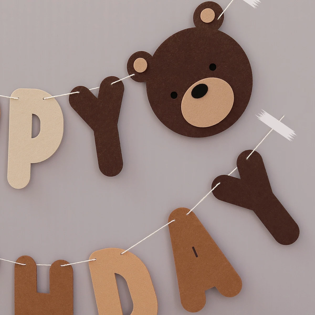 Brown Bear Birthday Letter Pull Flag Party Decoration banner layout 1 set 1 piece