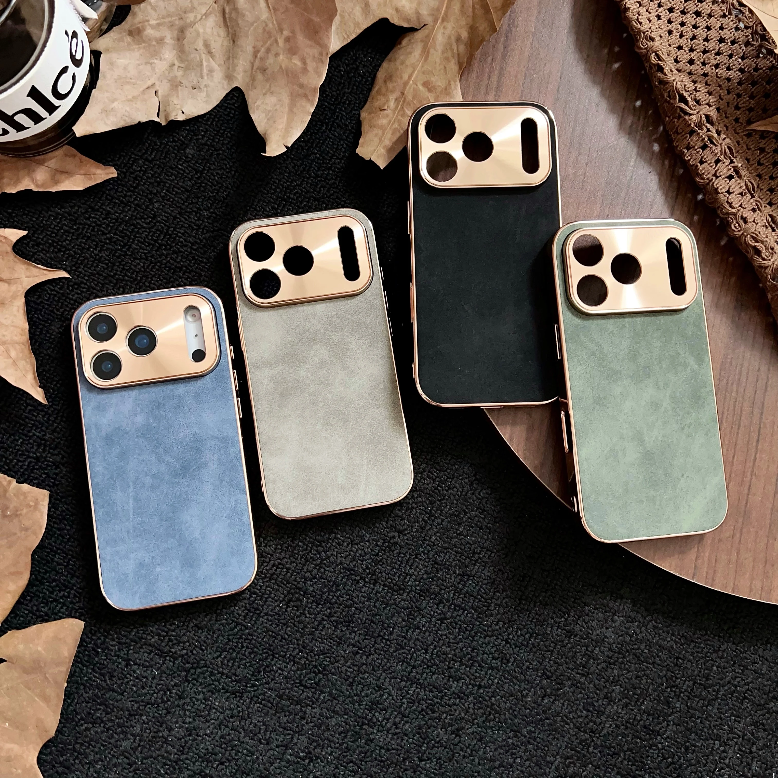 Fashion Skin Feel Lamm-PU-Leder-Handyhülle für iPhone Air 11, 12, 13, 14, 15, 16, 17, Pro Max, Lammfell-Beschichtung, einfache Business-Abdeckung