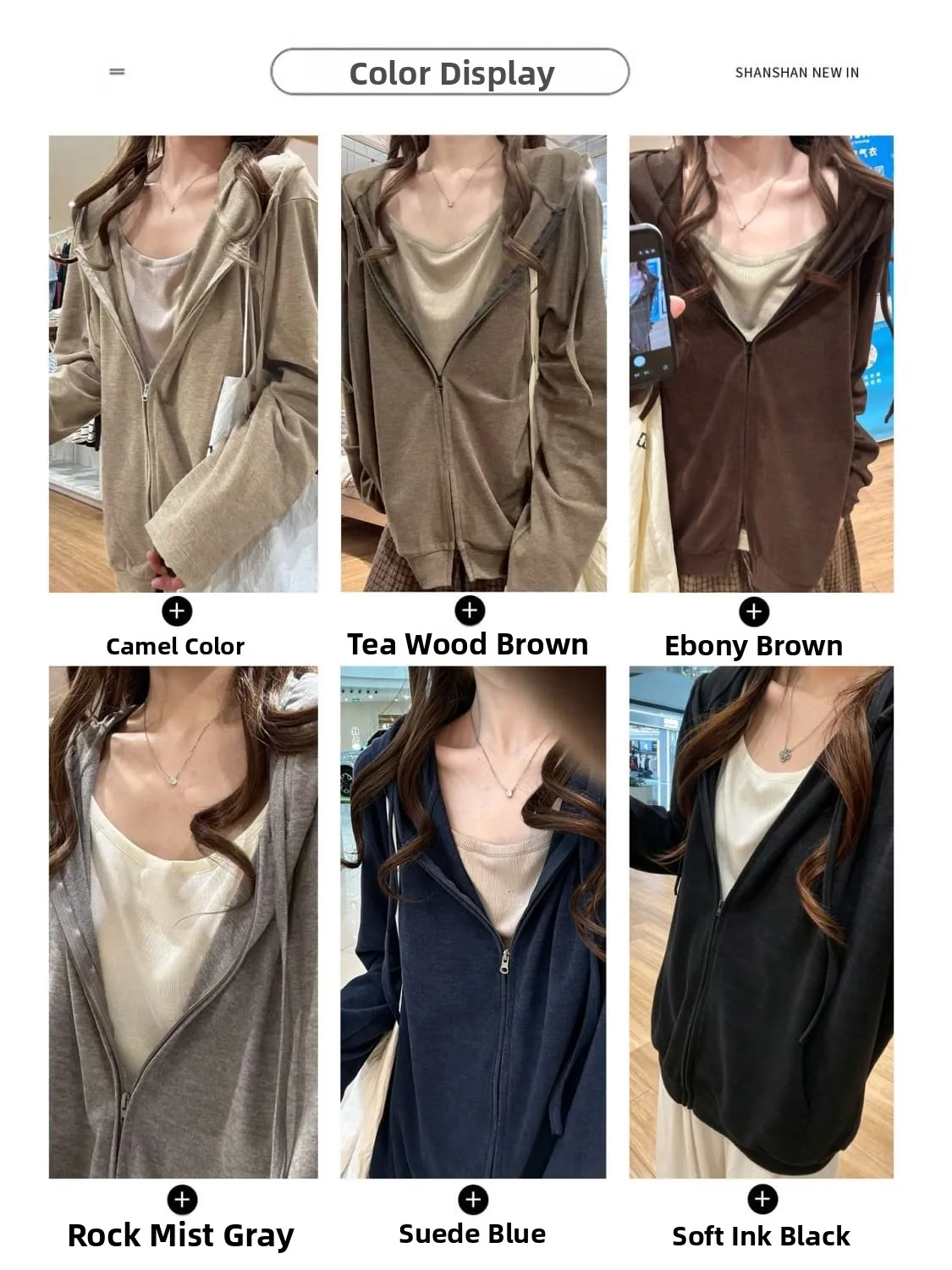 Gray Fleece-lined Open Cardigan Coat Women's Autumn Winter New American Hooded Sweatshirt Thickened Loose Long Sleeve Top