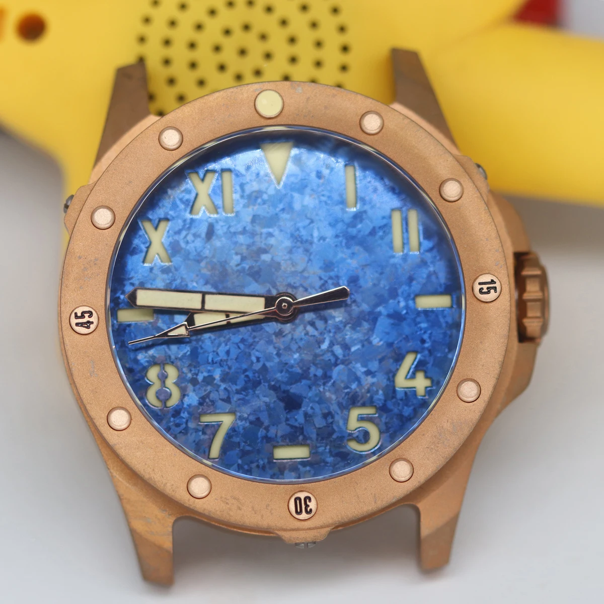 Sapphire glass   meteorite/Embossed  dial Automatic mechanical waterproof dive   bronze /titanium Military watch for men fashion