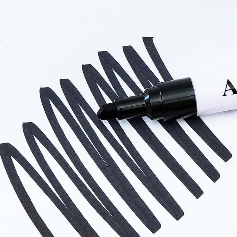 1pcs Permanent Markers Pen Refillable With Ink,Waterproof Non-Fading,Oblique 6mm Nib,Bold Marker,Quick-Drying,Industrial Markers