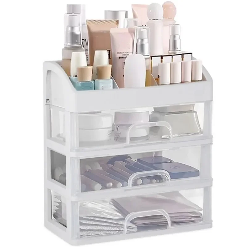 

Organizer, Makeup Storage Box with 3 Clear Drawers, Skincare Product Organizer for Vanity, Dresser, Bedroom, Bathroom