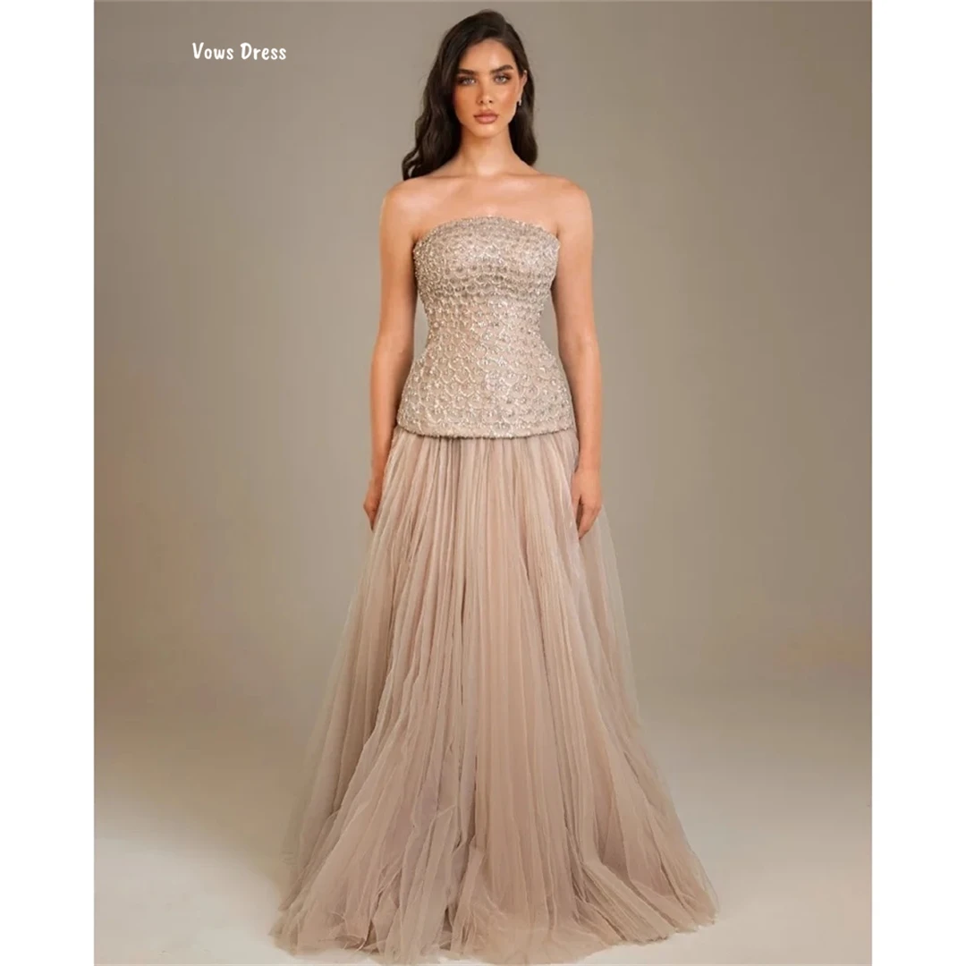 

Vows Custom Made Ball Gown Dress Embroidered Yarn Evening Dresses for Special Occasions Luxury Prom Dress 2025 Line A Party Gala