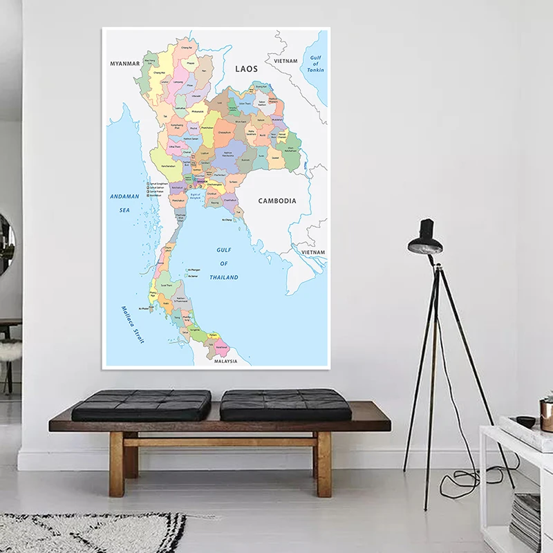 

150*225cm The Thailand Map Wall Unframed Picture Non-woven Canvas Painting Art Poster and Print Home Decoration School Supplies