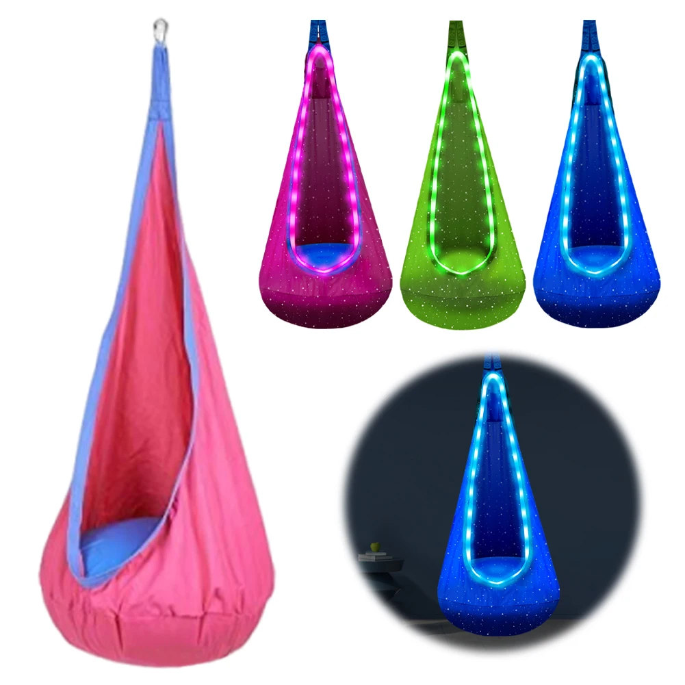 

Надувное детское кресло-качели Light Up Kids Pod Swing с подушкой, хлопковое подвесное кресло, сенсорные качели для мальчиков и девочек