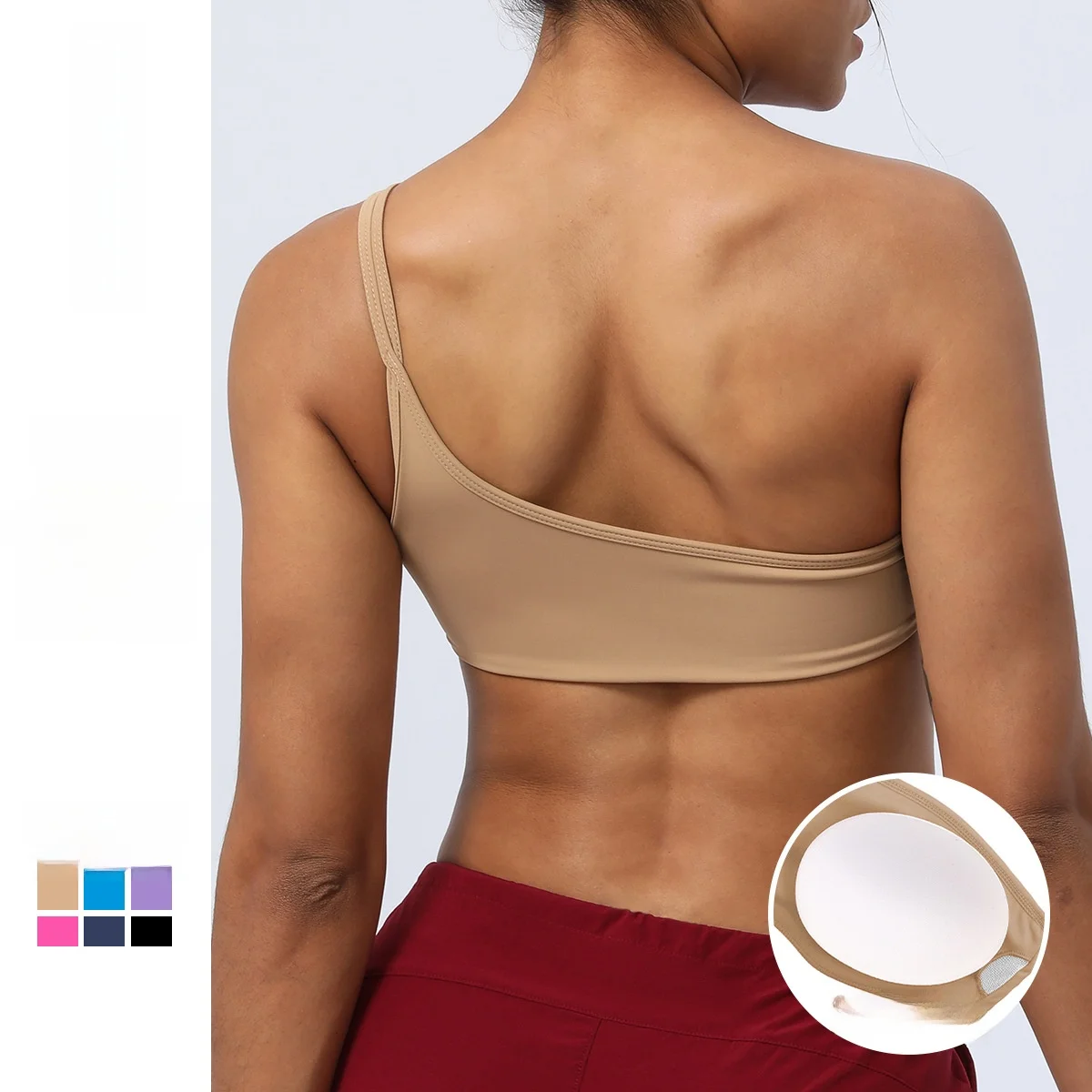 

Women's European And American Style Naked Shoulder Strap Yoga Bra Shockproof Fitness Running Sports Vest with Chest Pad