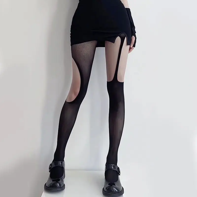 

Sexy Hot Girl Jk Long High Tube Over The Knee Socks Women Black Silk Garter Socks Hole Pantyhose Fishnet Socks Tide Summer